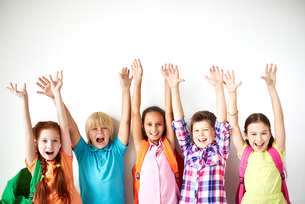 Children showing clean hands and Covid 19 Prevention